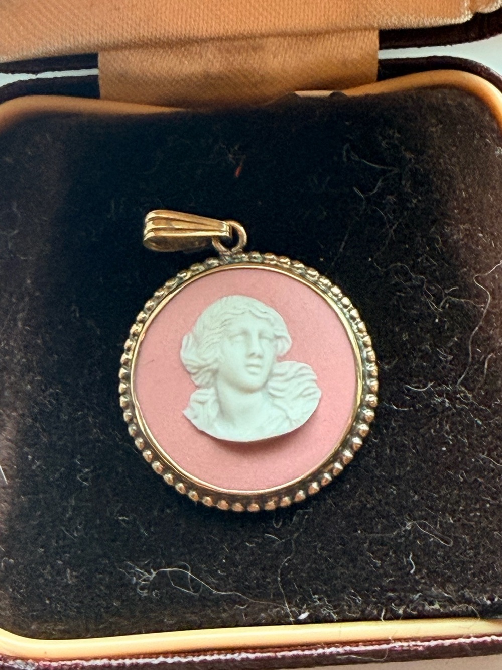 Vintage Wedgewood Pink Jasperware Cameo Portrait Pendant - Elegant Women’s Jewel